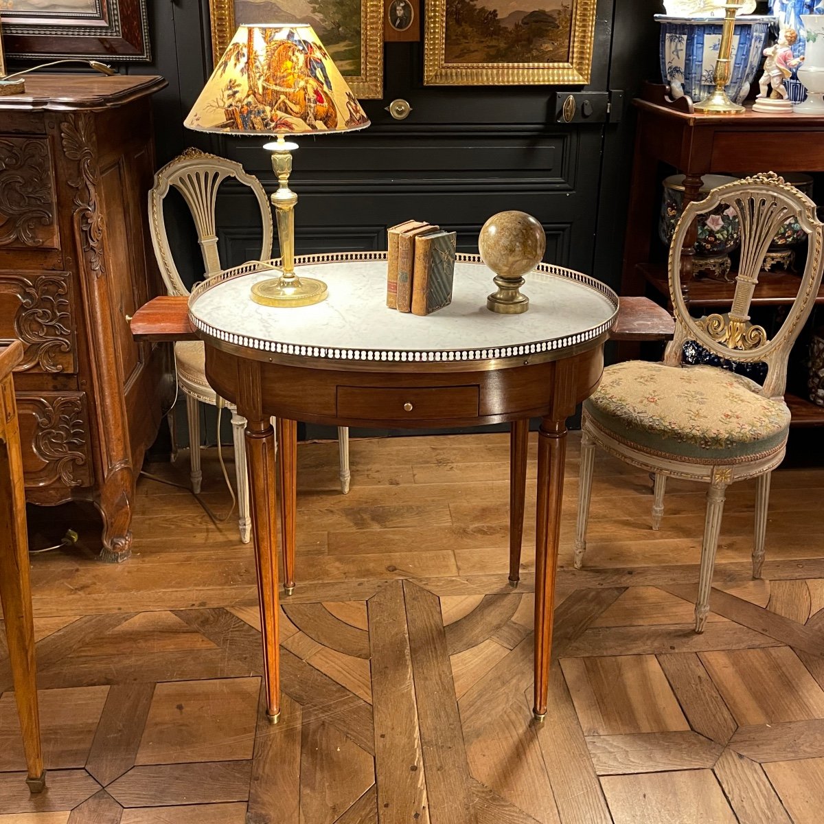 Table Bouillotte Ovale Style Louis XVI