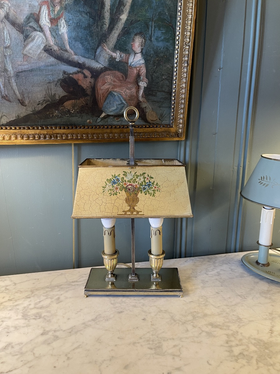 Bouillotte Lamp With Floral Decor, Height 44 Cm-photo-2