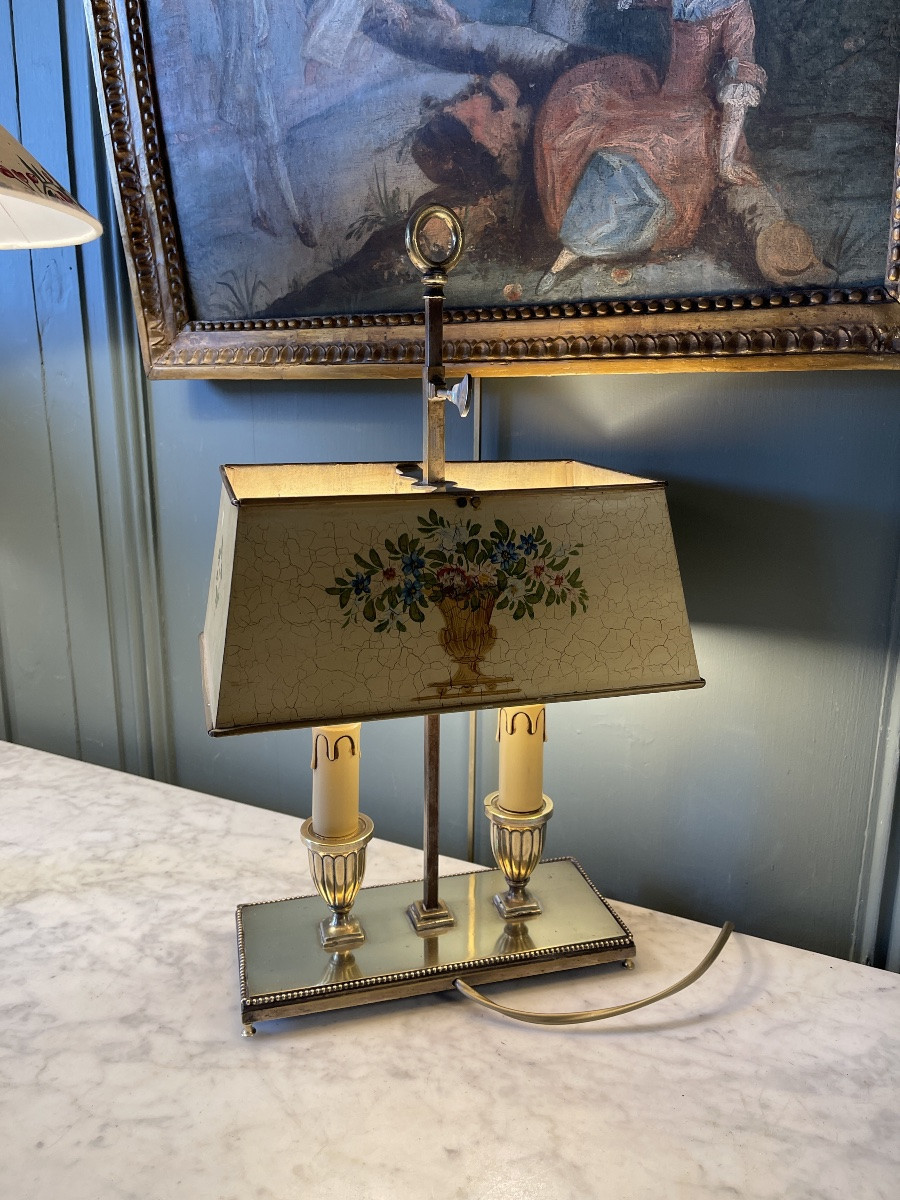 Bouillotte Lamp With Floral Decor, Height 44 Cm-photo-3