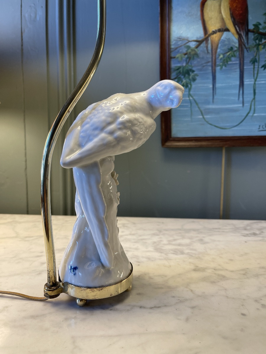 Porcelain Parakeet Lamp, Height 56 Cm-photo-4