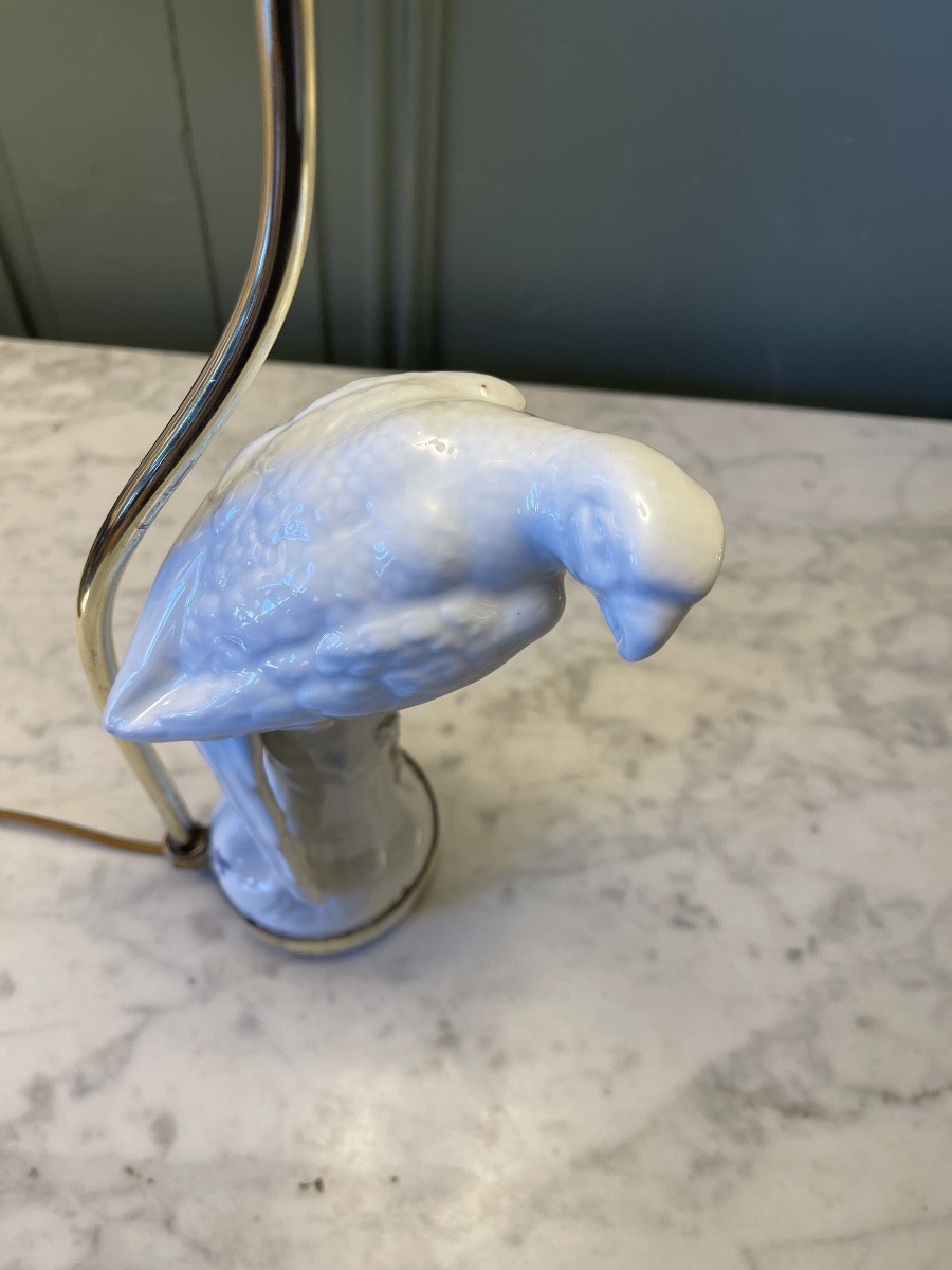 Porcelain Parakeet Lamp, Height 56 Cm-photo-4