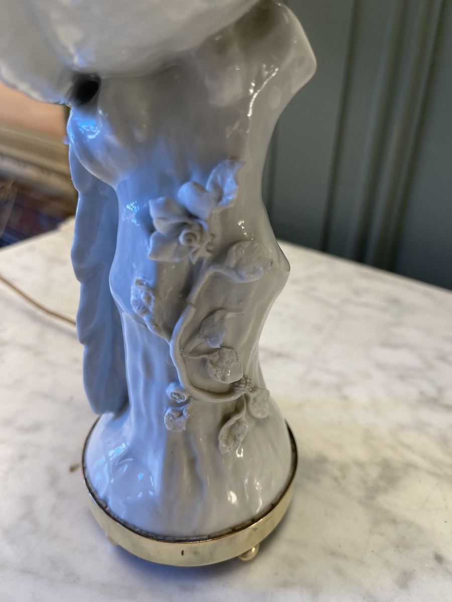 Porcelain Parakeet Lamp, Height 56 Cm-photo-5