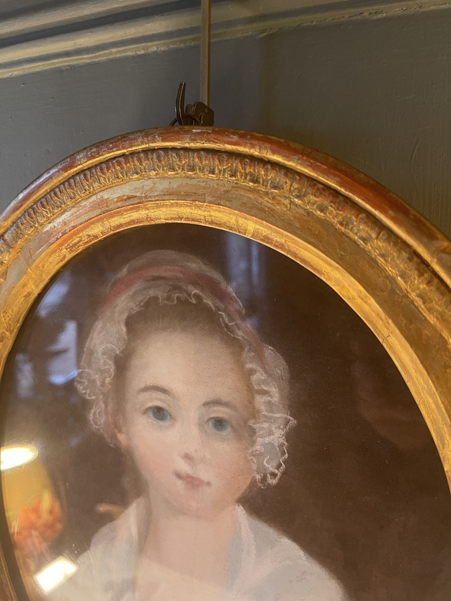 Portrait Of A Young Girl Sewing, 18th Century Pastel-photo-5