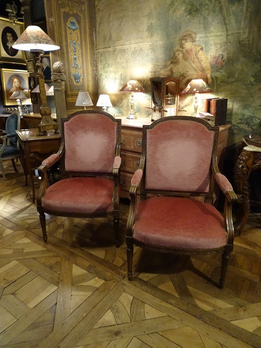 Paire De Fauteuils Style Louis XVI-photo-2