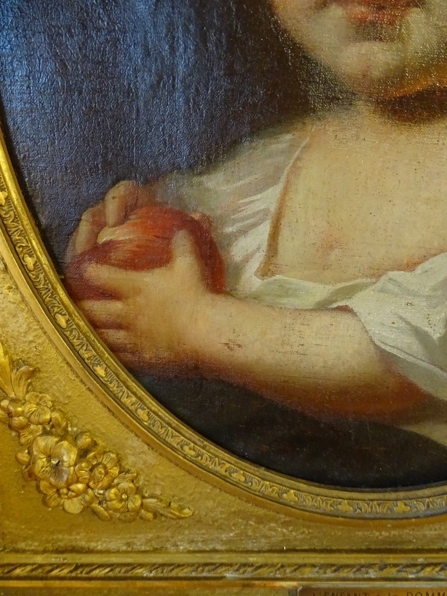 The Child With The Apple By B.molin, Nineteenth Portrait-photo-4