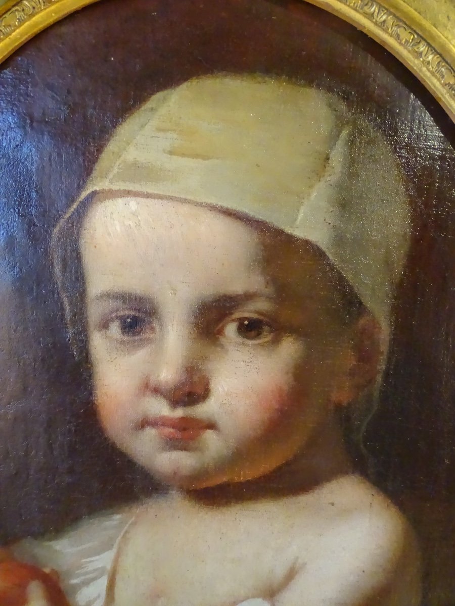 The Child With The Apple By B.molin, Nineteenth Portrait-photo-1