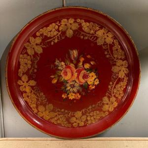 19th Century Painted Sheet Tray, Diameter 45