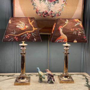 Pair Of Bronze Lamps