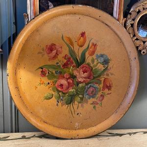 Large Painted Sheet Tray, Diameter 50 Cm