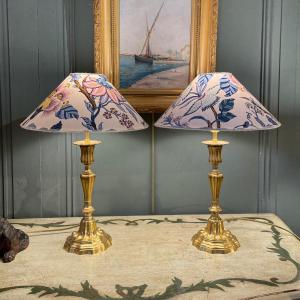 Pair Of Gilt Bronze Lamps From Maison Cagneau, Paris