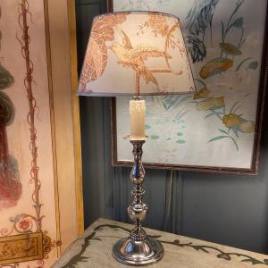 Lampe En Métal Argenté, Hauteur 61 cm