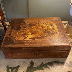 Large Straw Marquetry Box 