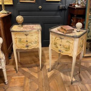 Pair Of Chiffonniere Tables In Painted Wood