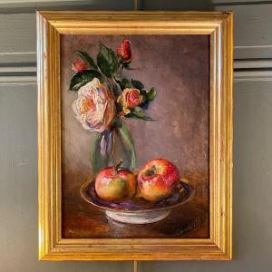 Nature Morte Aux Roses Et Pommes