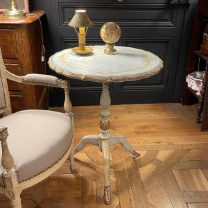 Tripod Pedestal Table In Painted Wood, Height 73 Cm