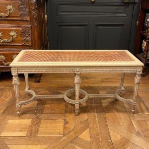 Banquette Cannée En Bois Peint Napoléon III