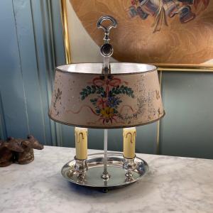 Bouillotte Lamp With Floral Decor, Height 37 Cm