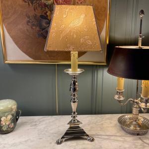 Tripod Lamp In Silver-plated Bronze, Height 52 Cm