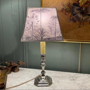 Silver Metal Lamp, Height 40 Cm