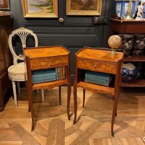 Pair Of Marquetry Bedside Tables 