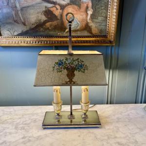 Bouillotte Lamp With Floral Decor, Height 44 Cm