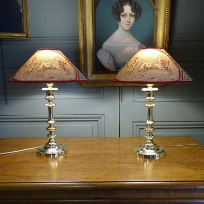Pair Of 19th Bronze Lamps