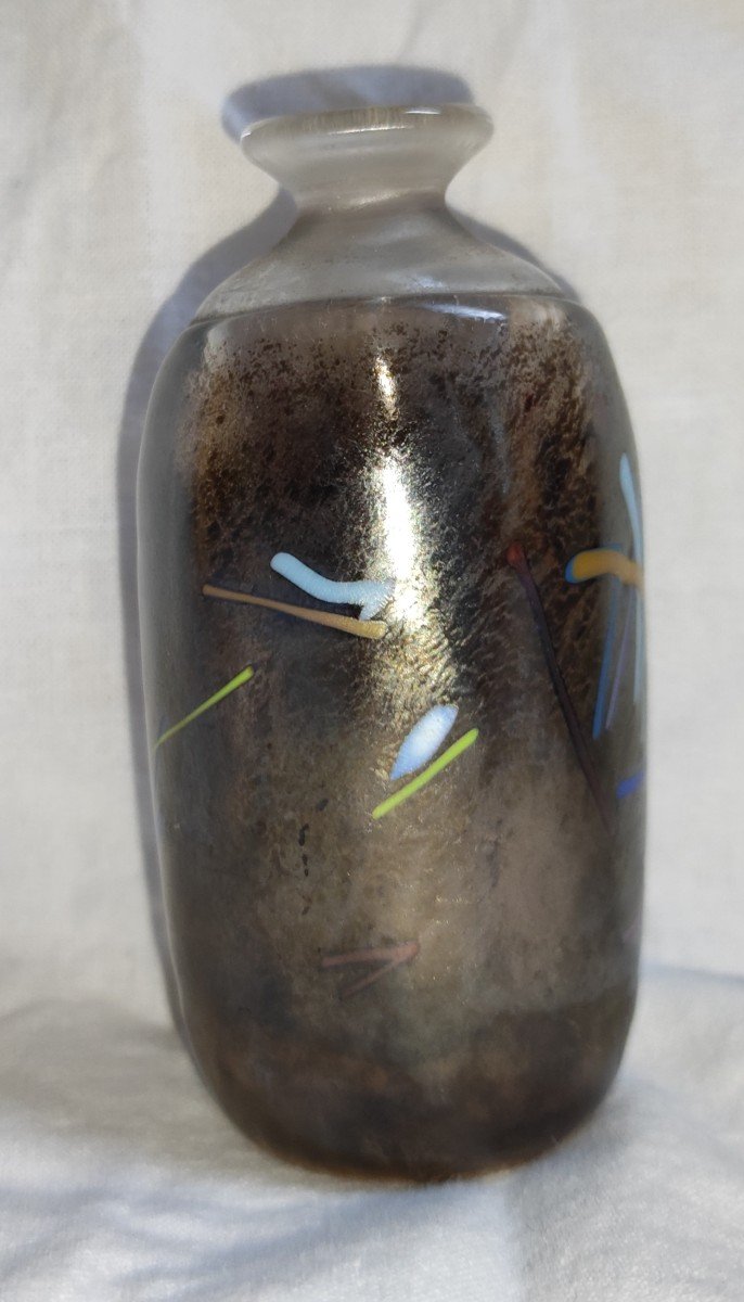 Vase By Bertil Vallien For Kosta Boda Blown Glass Signed Dated 86-photo-1
