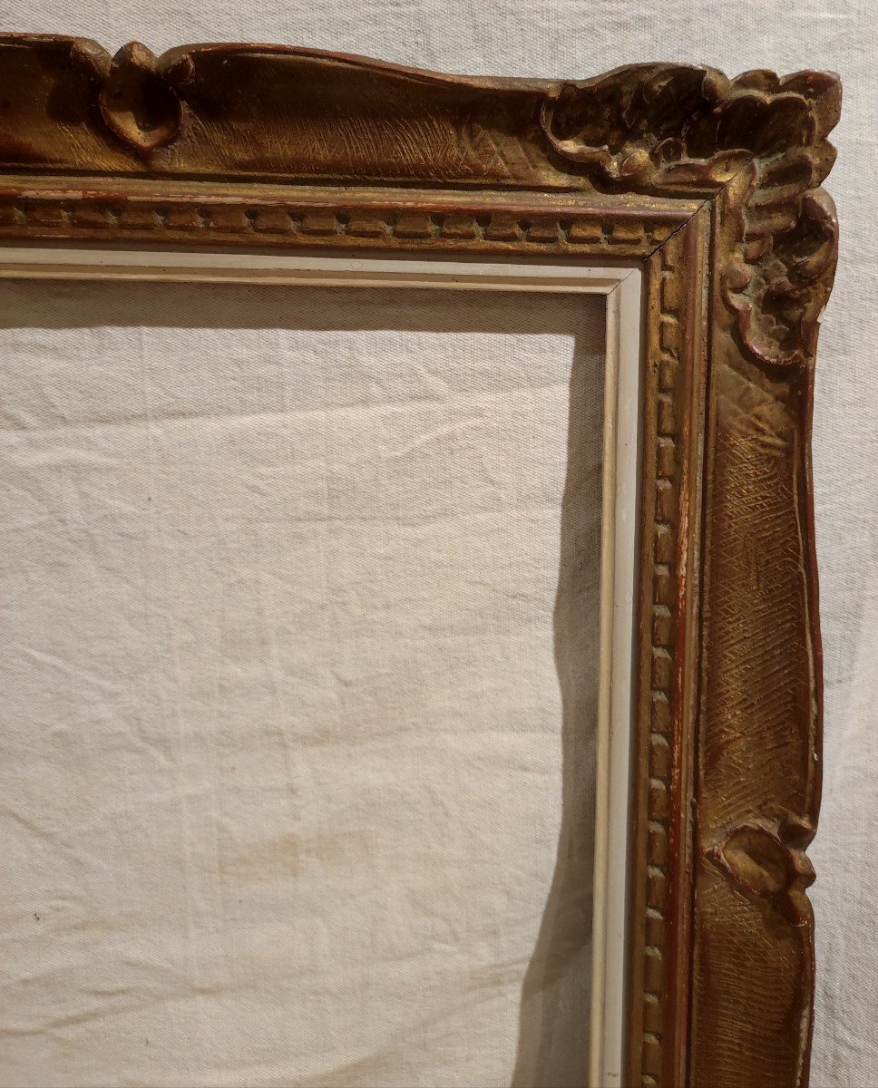 Montparnasse Frame, Patinated Gilded Wood, 54 Cm X 42 Cm -photo-3