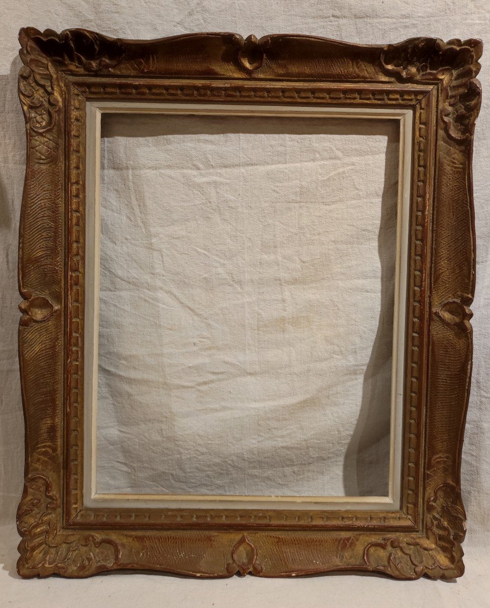 Montparnasse Frame, Patinated Gilded Wood, 54 Cm X 42 Cm -photo-7