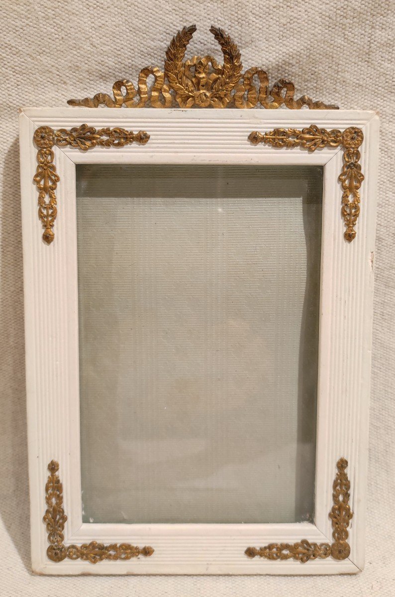 Old Napoleon III Photo Frame Wood Brass Rebate 16 Cm X 11 Cm 