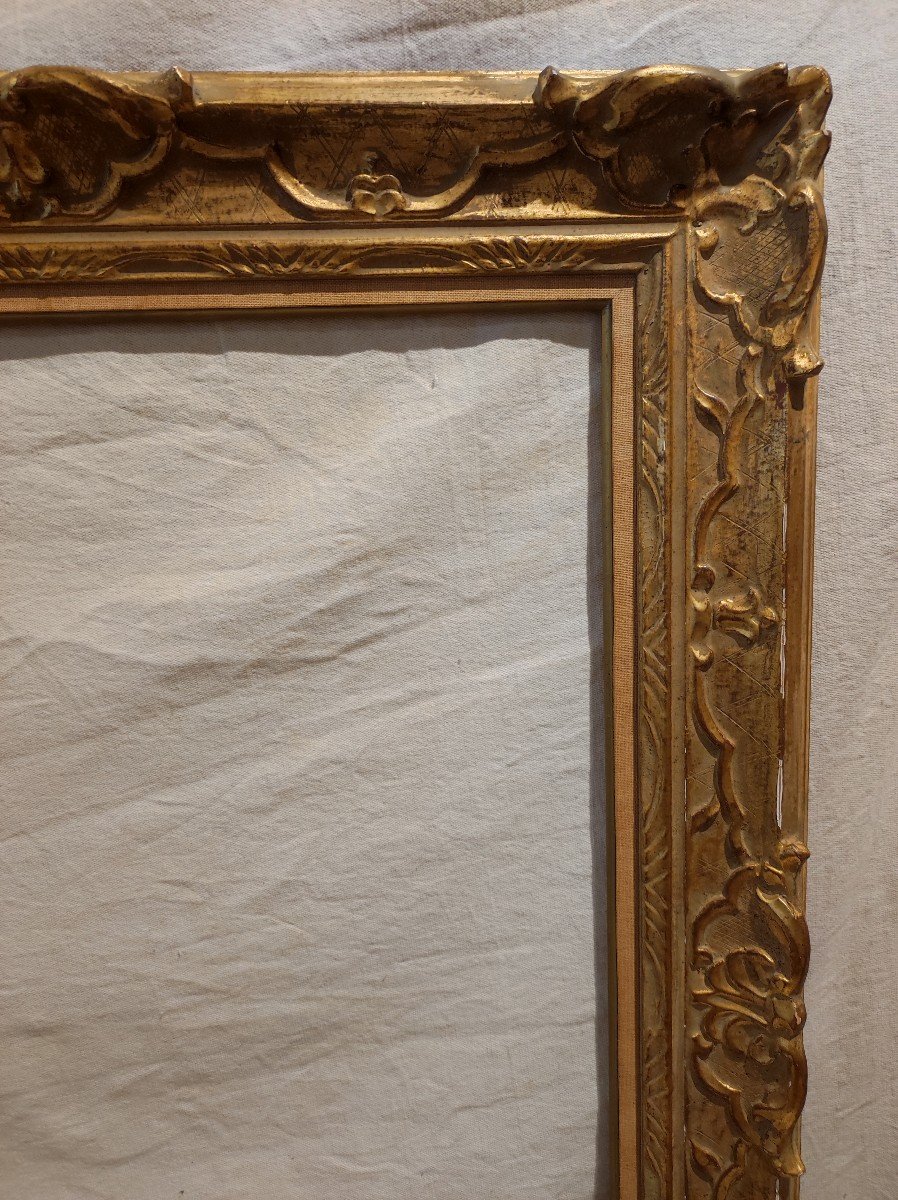 Large Montparnasse Frame 25f Rabbet 81 Cm X 60 Golden Carved Wood -photo-3