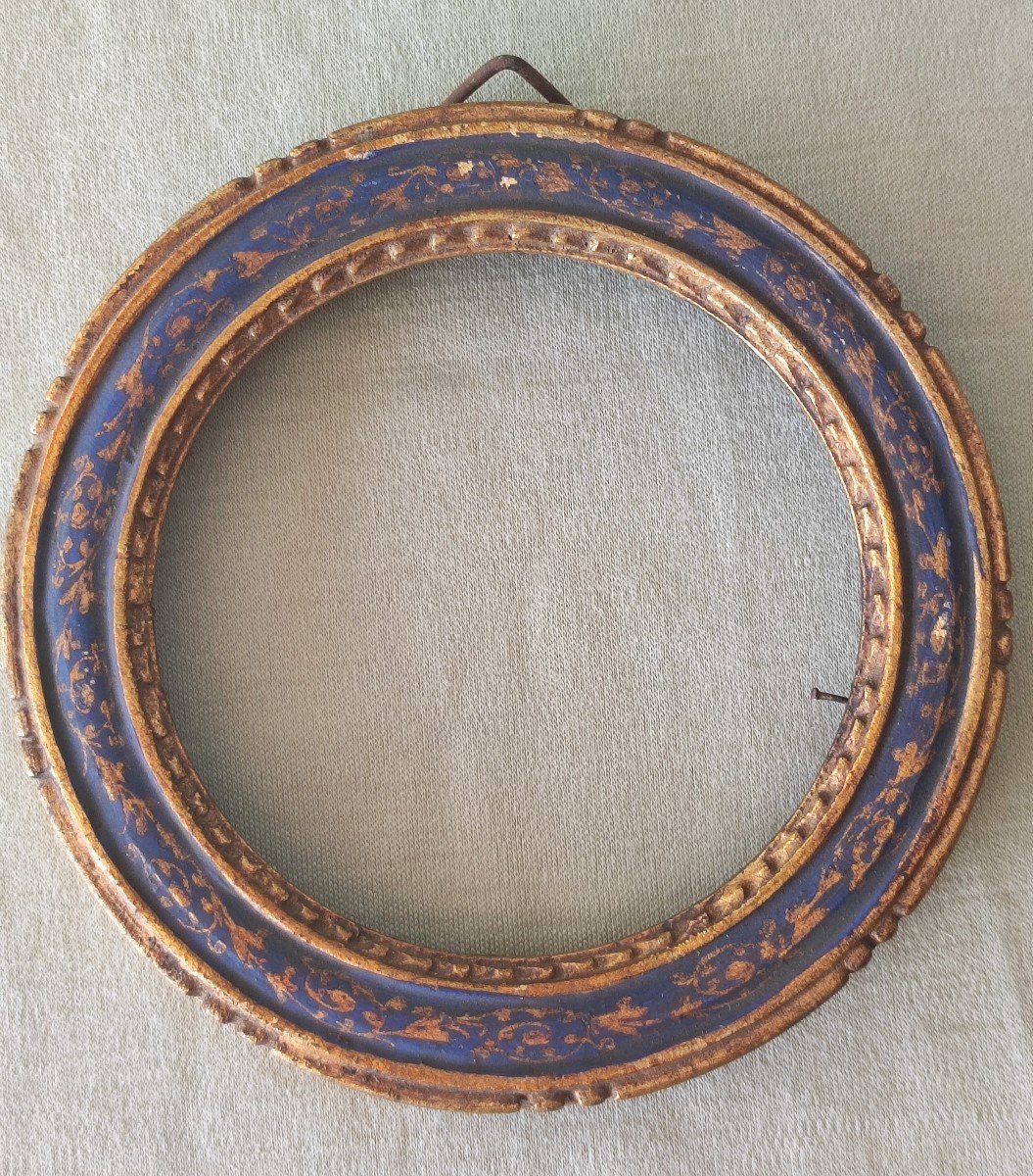  Ancien Cadre Rond Style Renaissance Italie Feuillure 8,5 Cm -photo-5