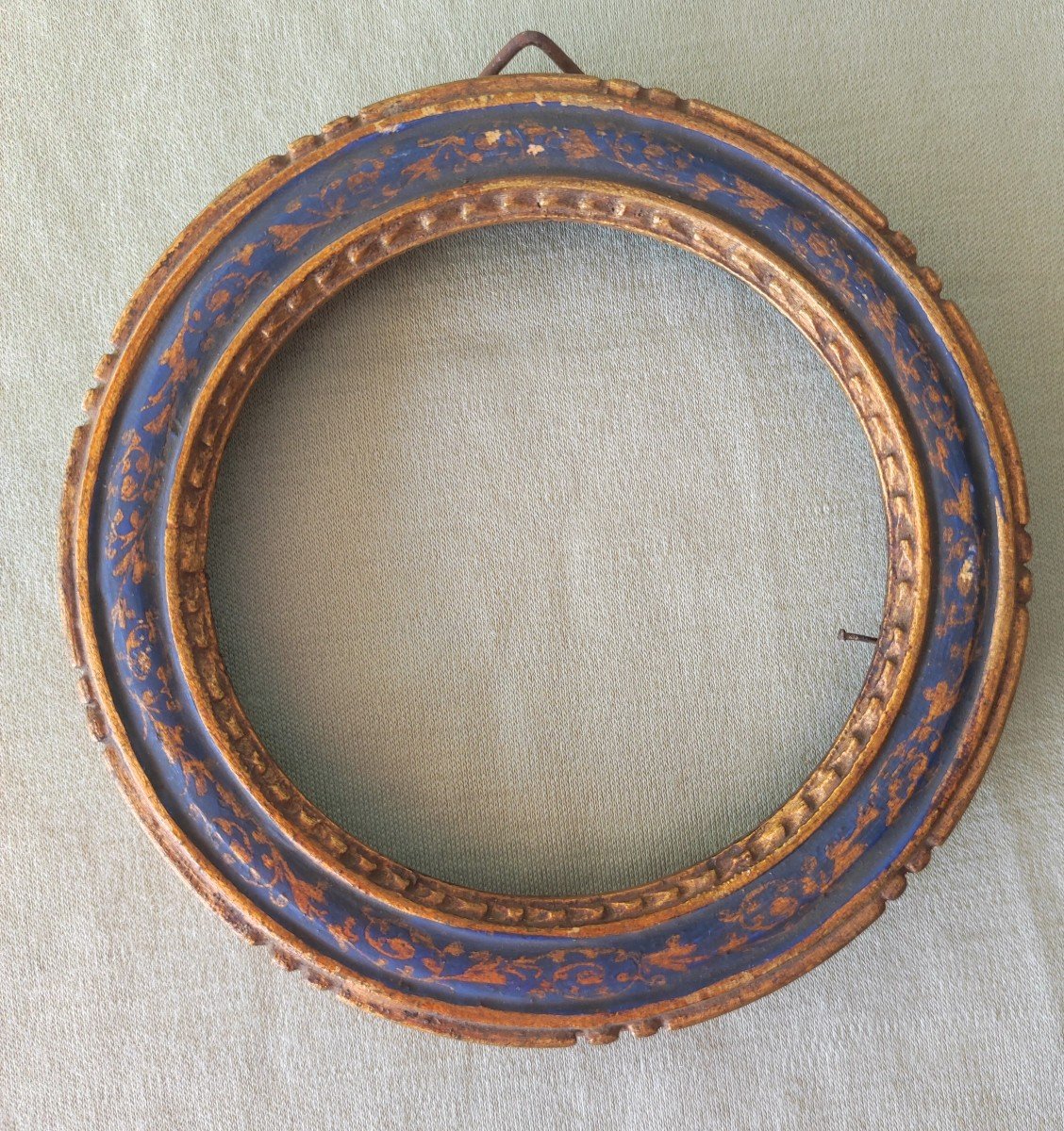  Ancien Cadre Rond Style Renaissance Italie Feuillure 8,5 Cm 