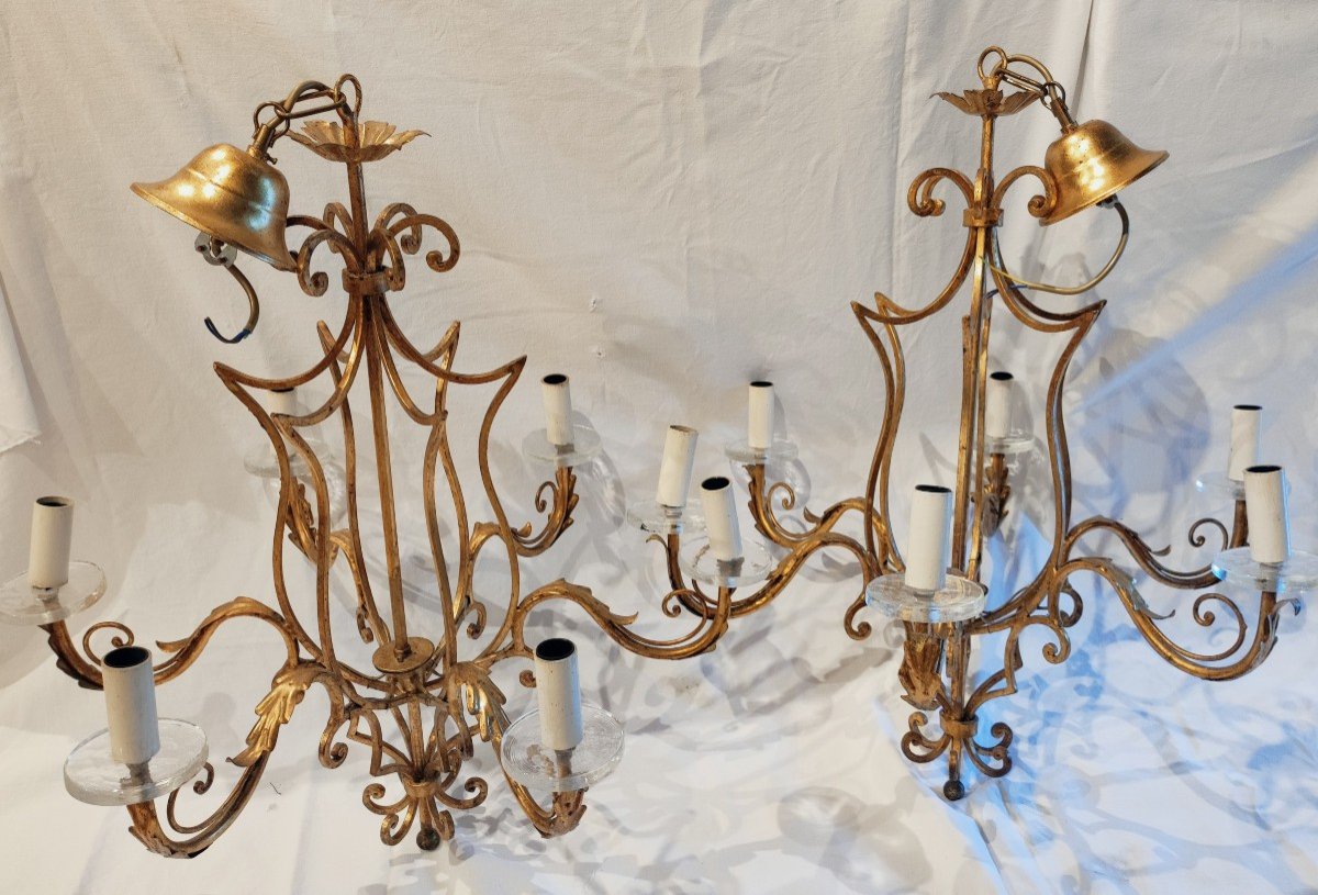 Beautiful Pair Of Golden Chandeliers -photo-1