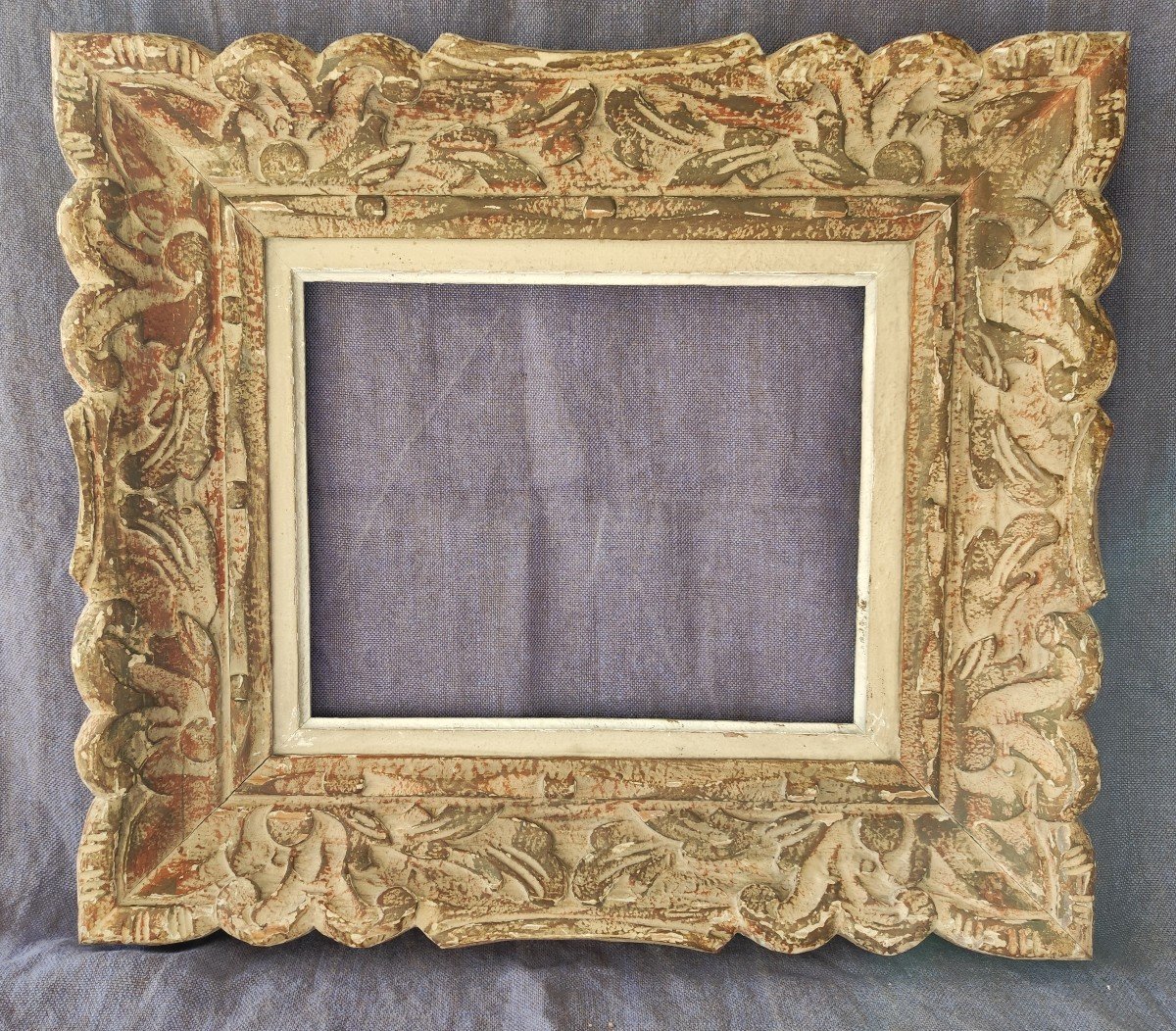 Montparnasse Frame Carved Wood Patinated Rebate 30 Cm X 24 Cm -photo-1