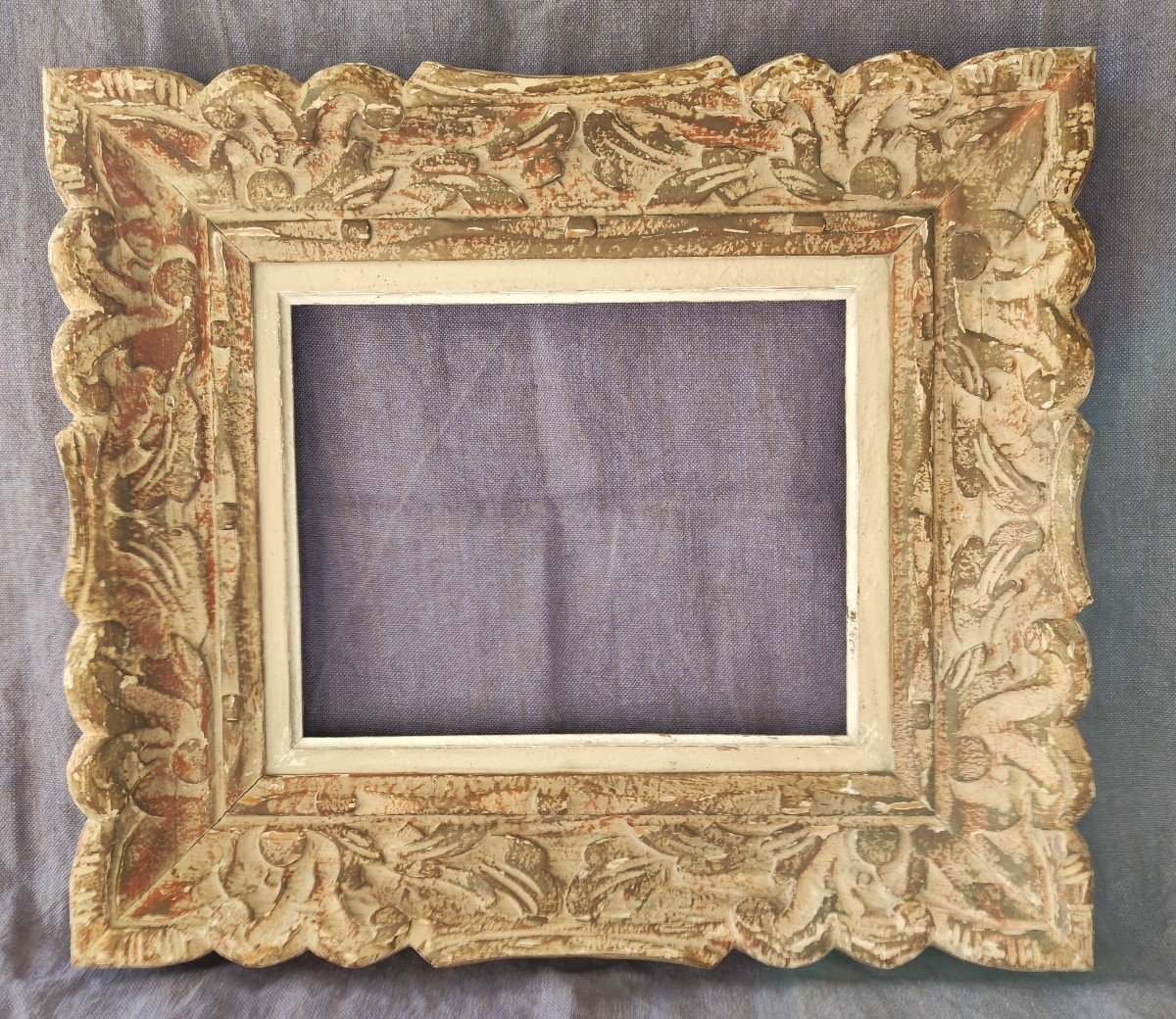 Montparnasse Frame Carved Wood Patinated Rebate 30 Cm X 24 Cm 