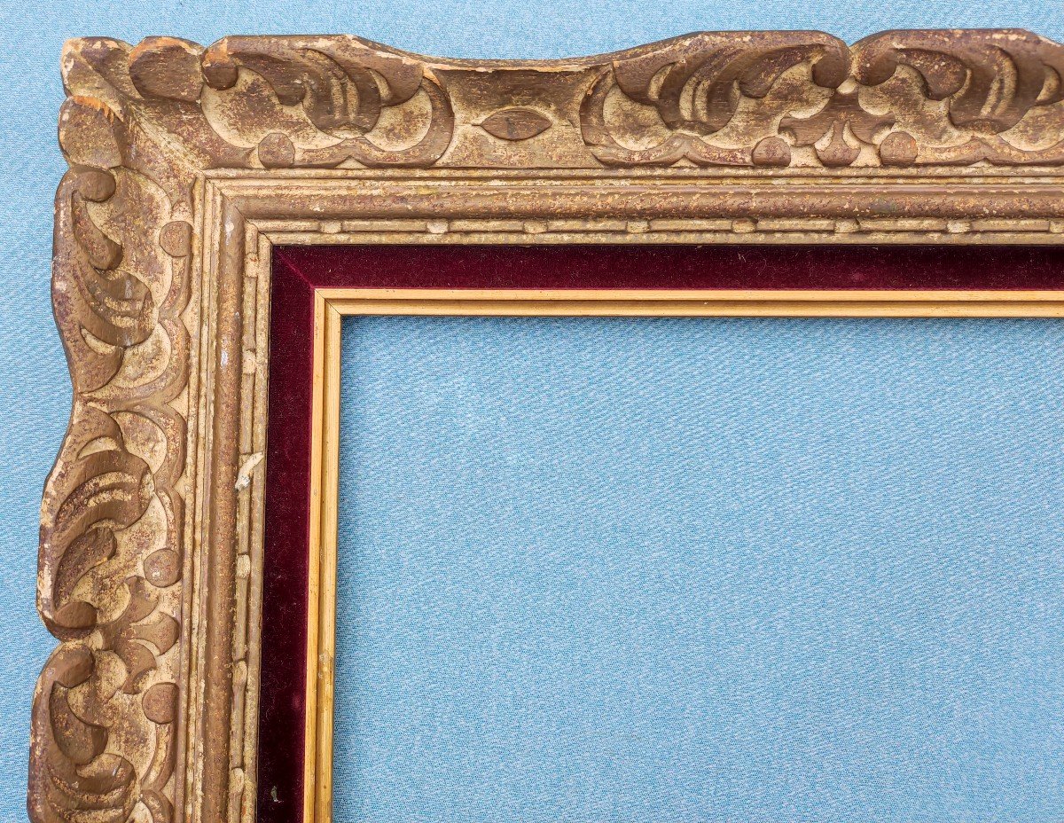 Frame 4p Montparnasse Carved Wood Patinated Rebate 33 Cm X 22 Cm -photo-2