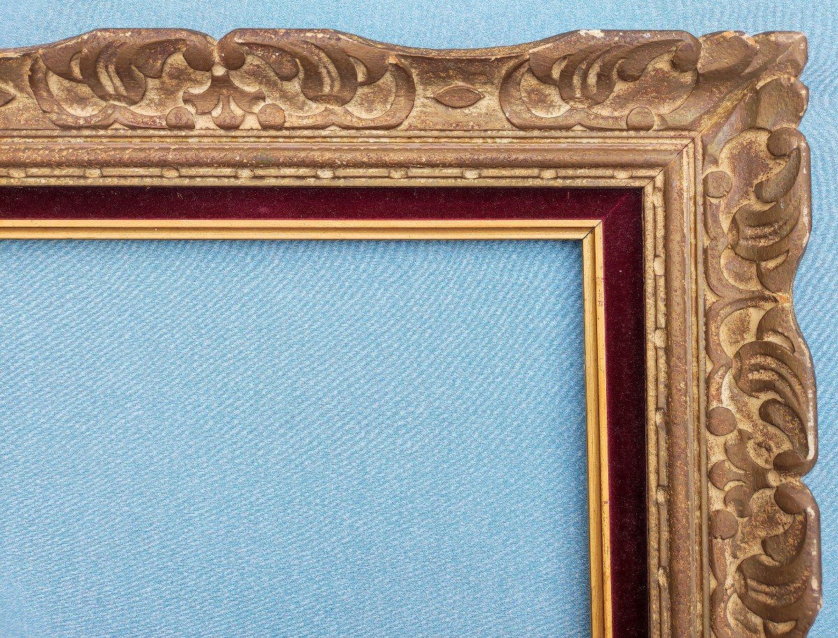 Frame 4p Montparnasse Carved Wood Patinated Rebate 33 Cm X 22 Cm -photo-3