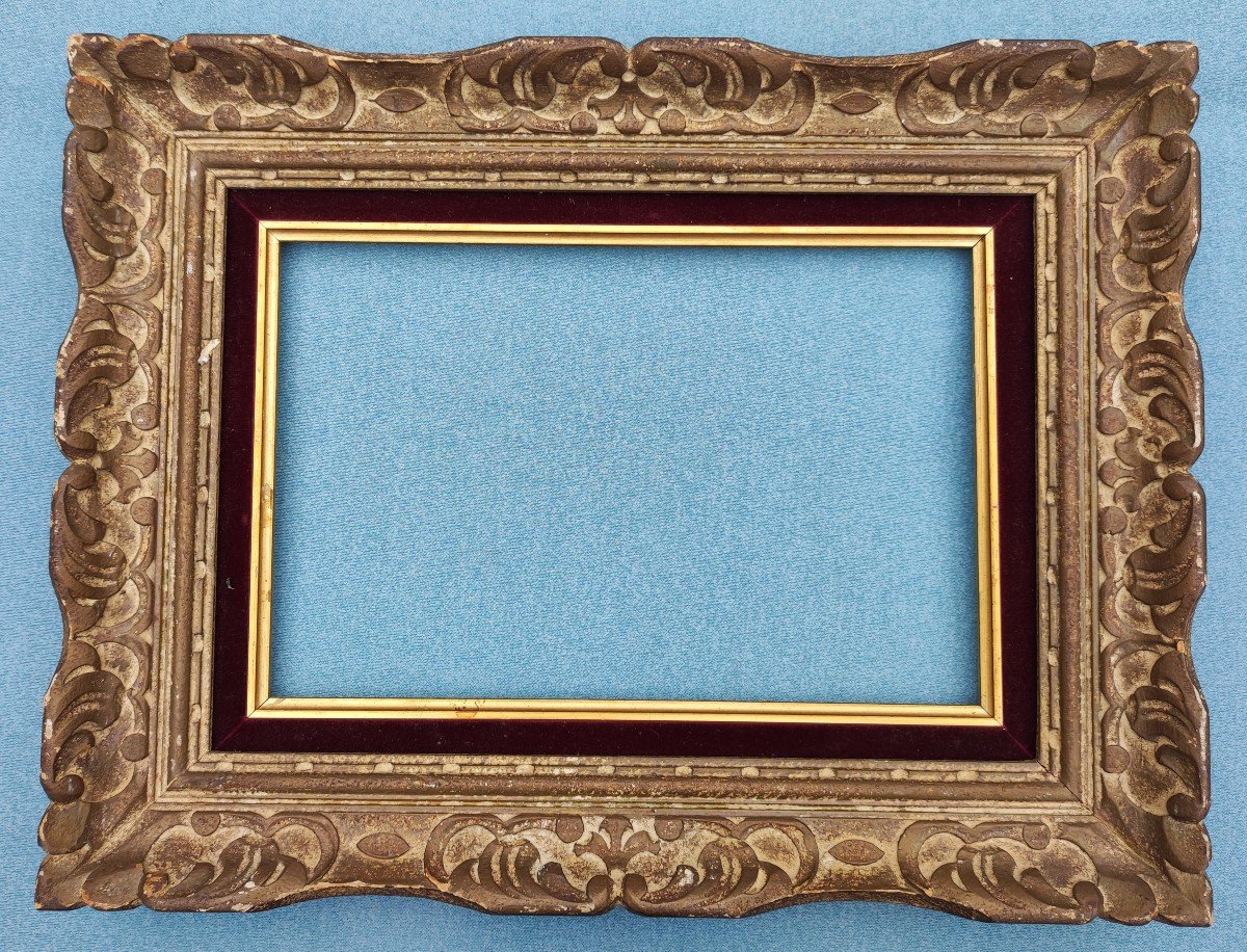 Frame 4p Montparnasse Carved Wood Patinated Rebate 33 Cm X 22 Cm -photo-1