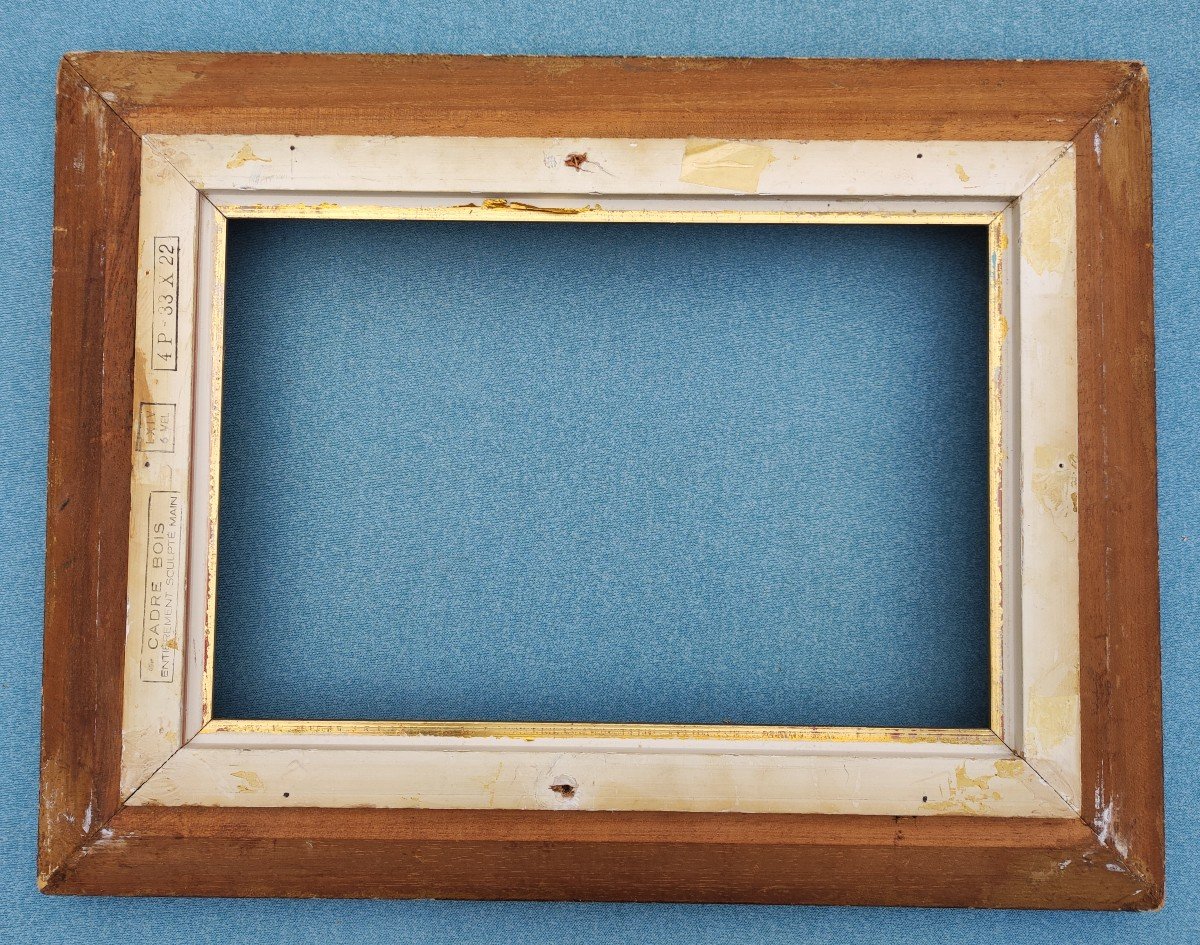 Frame 4p Montparnasse Carved Wood Patinated Rebate 33 Cm X 22 Cm -photo-5