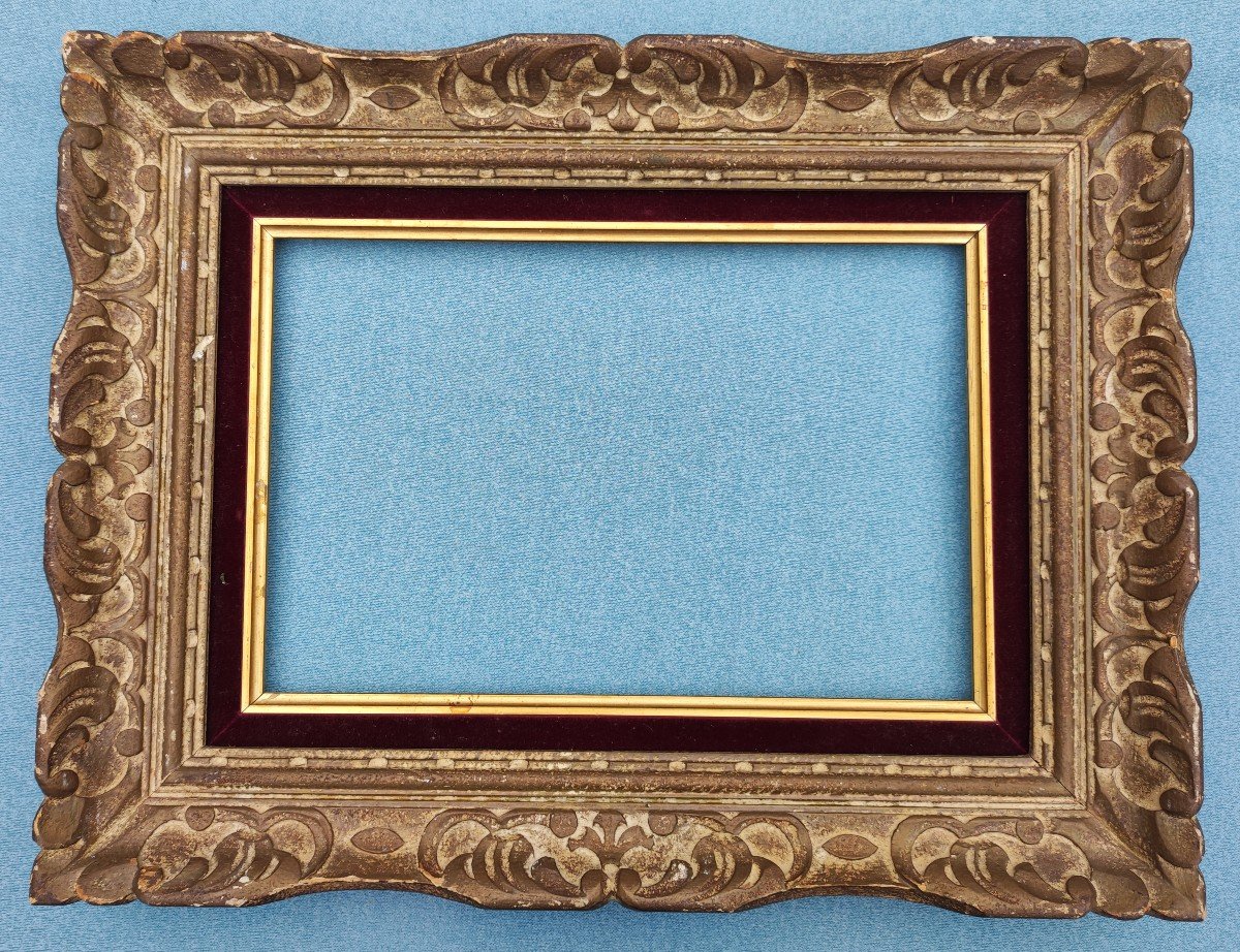 Frame 4p Montparnasse Carved Wood Patinated Rebate 33 Cm X 22 Cm 