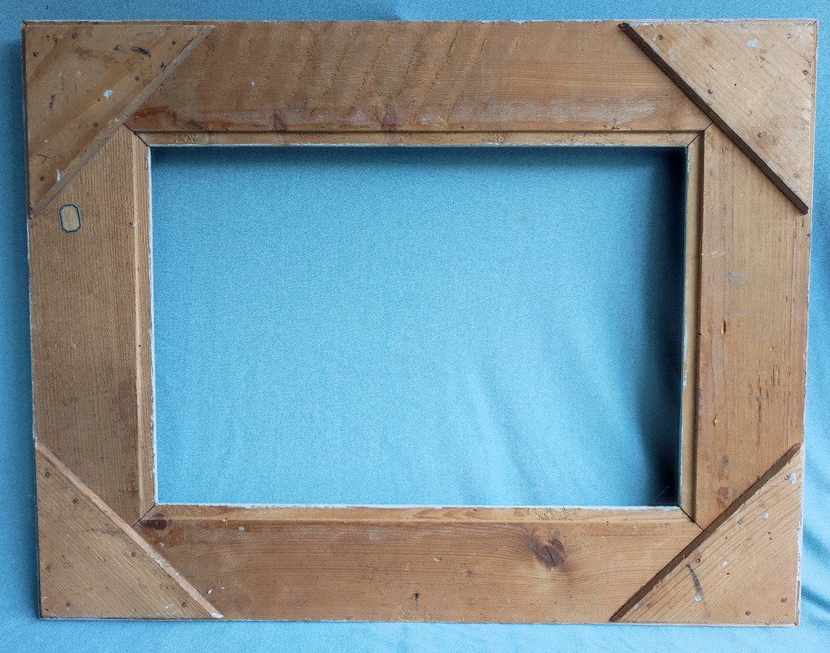 Old Patinated Wood Frame Rebate 46 Cm X 32 Cm -photo-2