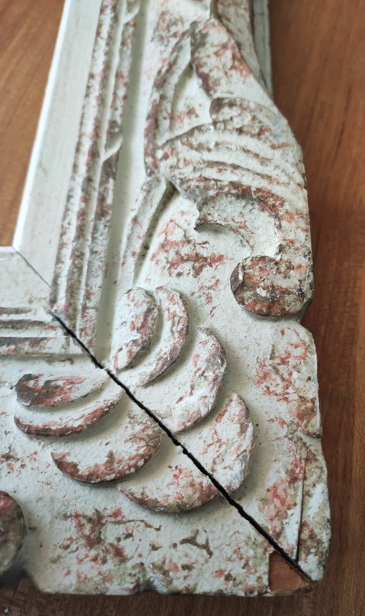 Cadre Montparnasse Bois Sculpté Patiné Feuillure 80 Cm X 40 Cm-photo-1