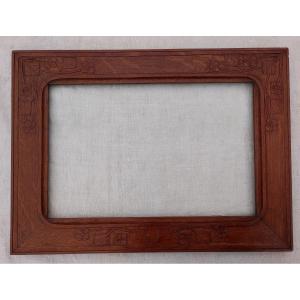 Frame 6p Art Nouveau Carved Wood Rabbet 41 Cm X 27 Cm