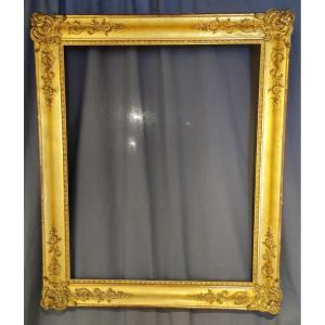 Old Large Frame 25f Wood Stucco Golden 19th Century Rebate 81 Cm X 65 Cm