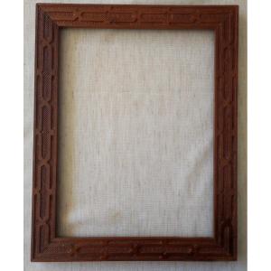 Orientalist Frame Carved Wood Rebate 33 Cm X 25 Cm 