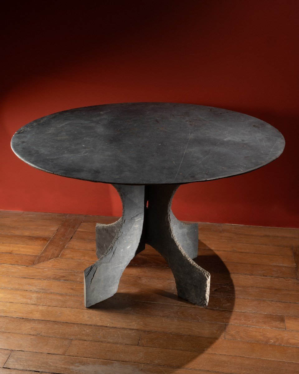 Travail De Trélazé – Table En Ardoise, XIXe Siècle-photo-2