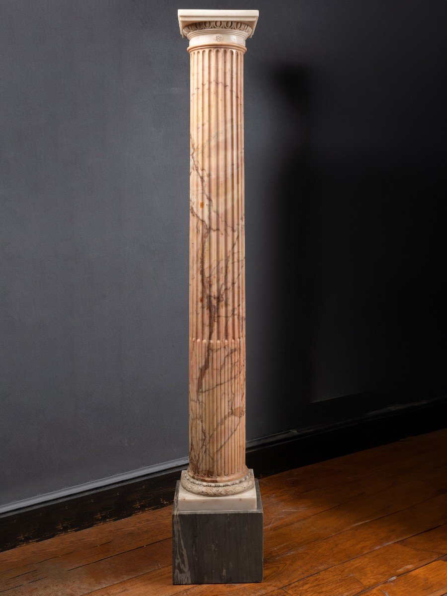 Polychrome Column In Italian Marbles - Late 18th Century  -photo-2