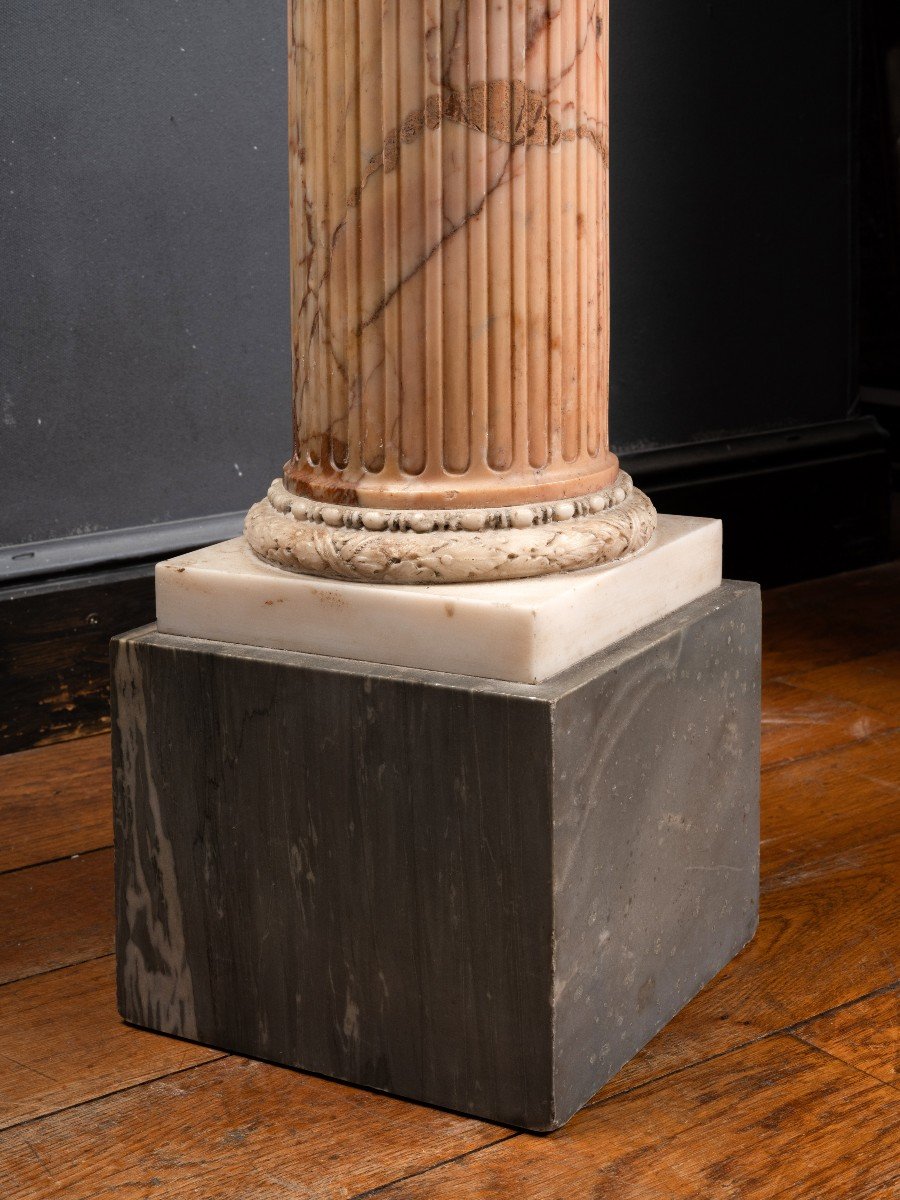 Polychrome Column In Italian Marbles - Late 18th Century  -photo-3