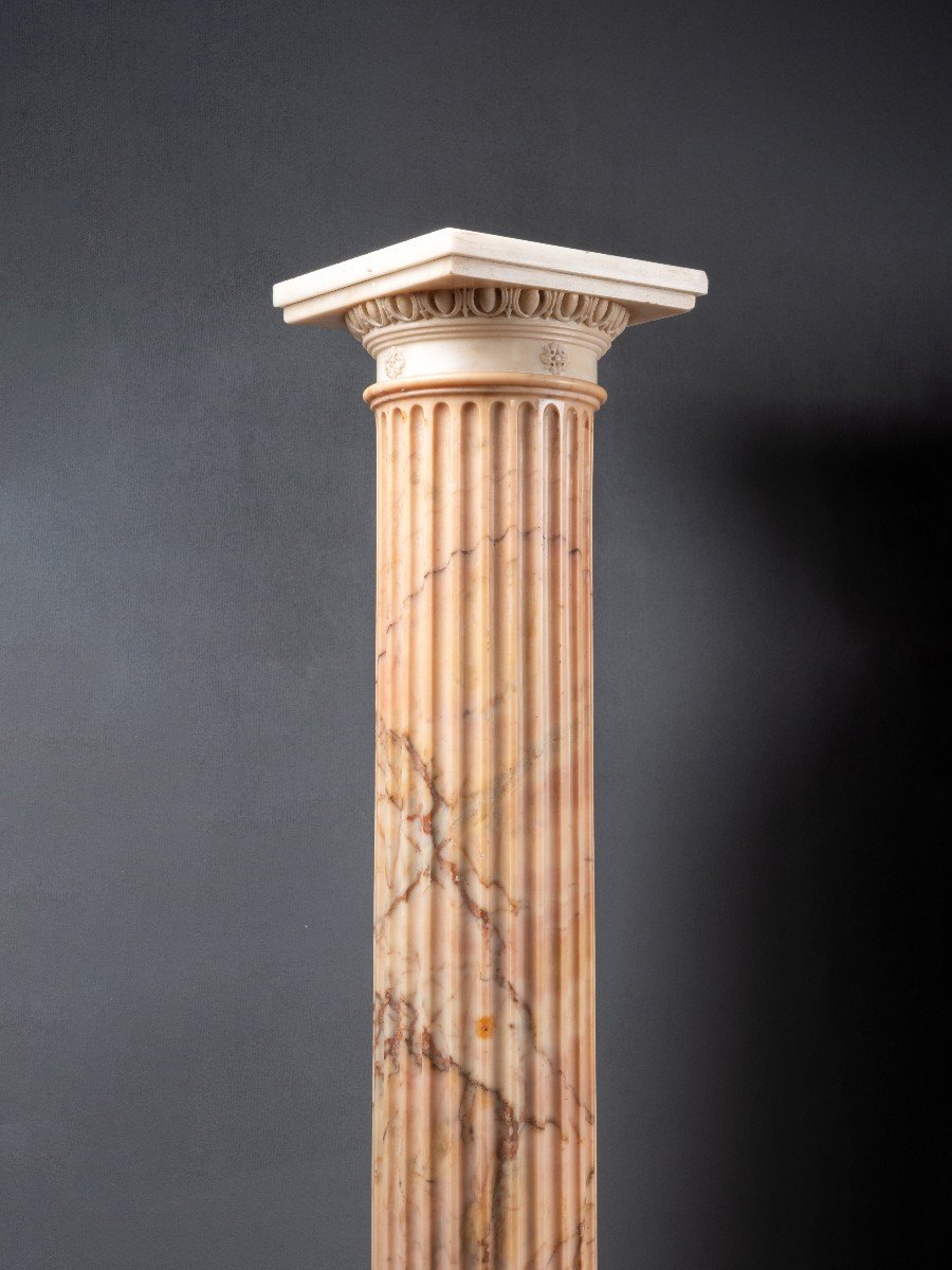 Polychrome Column In Italian Marbles - Late 18th Century  -photo-4